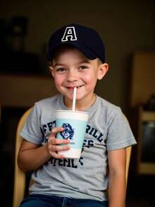 1 pieza Gorra de béisbol con letra A-Z para niños, gorra de sol de unicolor para niños y niñas, gorra de hip hop ajustable para bebés y niños pequeños - Azul Marino - Ver 3