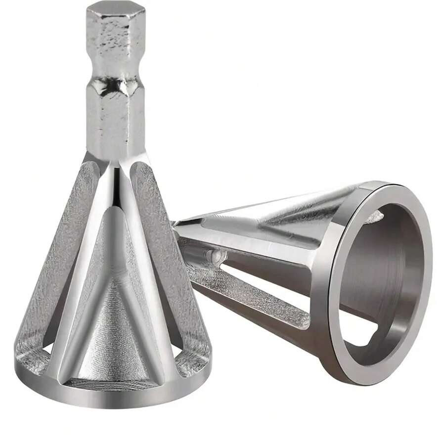 1 pieza de herramienta de biselado, herramienta de taladro de mandril, herramienta de desbarbado de metal, herramienta de biselado externo, recorte de ángulo de rectificado, adecuada para varios C - Plateado - Ver 1