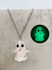 3 Stücke Halloween Mode Ohrringe 3D Stereoskopische Nachtlicht personalisierte Geisteranhänger Halskette Halloween Zubehör Frauen Geschenk
