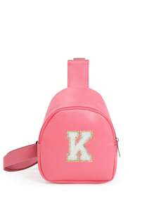 1 pieza Bolso cruzado de hombro con estampado de letras para niñas, bolso de pecho y cintura lindo adecuado para uso diario, exterior, viaje, senderismo, portátil, opción de regalo ideal