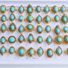Paquete de 10 anillos de piedra natural vintage y ajustables, adecuados para joyería diaria de mujer, fiestas y regalos
