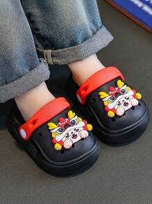 1 Pair Lightweight Soft Cartoon Lion Decoration Slip-On Breathable Sandals, Dual Use Design For Summer