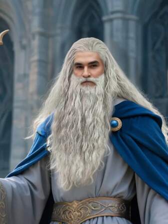 Long Curly Gray Wig And Beard Set, Grey Wizard Curly Wig And Beard Christmas Cosplay Santa Claus Costume Accessory For Adults, Synthetic Hair For Men Party Wigs, Funny Father Time Costume Wig, Long Gray Old Man Wig, Warlock Caveman Mustache Wig, Classic Celebrity Film Character Hair Wig, Professional Bible Jesus Wig