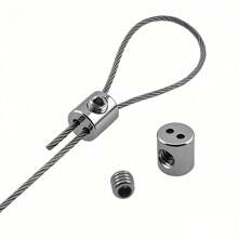 2/6/10 Pieces Adjustable Stainless Steel Cable Clamps With Double Holes, Safety Cable Hanging Clips For Home, Office, Outdoor And Camping - Durable Metal Hardware Accessories, Camping Accessories, Stylish Metal Clips, Double Hole Design