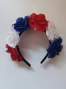 1pc World Cup National Flag Colors Flower Headband, National Day Party Parade Floral Wreath Hair Hoop Accessory