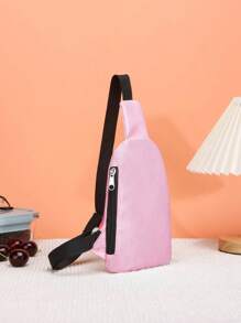 1 pieza Bolso cruzado versátil y de moda, estilo deportivo, de unicolor simple, de material de nailon, de gran capacidad, con cierre de cremallera, adecuado para adolescentes, viajes, escuela, actividades al aire libre y recreación
