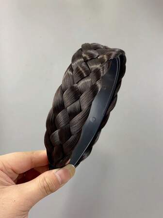 1件装假发发箍，五股辫子，加厚宽边设计，可遮盖白发，鱼骨辫发箍，女士丸子头凌乱辫子发圈，发带，女士发饰