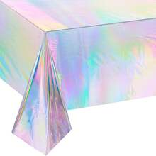 1 件，激光彩虹主题派对桌布，铝膜生日婚礼派对装饰，一次性桌布装饰用品，生日装饰，生日用品-一次性