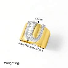 Chunky CZ Crystal 26 Letter Rings For Women Gold Silver Color Wide Rings Initial Jewelry Party Gifts