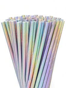 10/50/100Pcs Iridescent Paper Straws Glitter Straws, Drinking Well Crafted Straws For Juices Shakes Birthday Wedding Baby Shower Decoration Mermaid Party Event Supplies, Graduation Party Supplies, Birthday Wedding Bridal,School Supplies - Multicolor - View 8