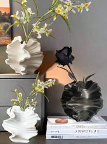 Vase décoratif en résine minimaliste moderne et créatif, décoration pour salon, entrée, cabinet TV, bureau, bureau à domicile, pot à fleurs de style artistique de luxe léger, décoration de table à thé, de cabinet TV dans le style wabi-sabi domestique
