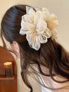 1 件女士花卉网格爪夹，韩式优雅香蕉发夹，发髻发型配件时尚发饰优雅发夹 - 彩色 - 查看 4