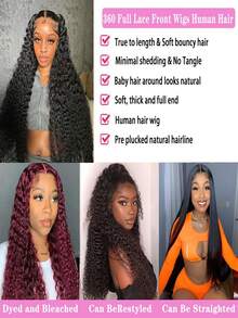 38Inch Kinky Curly 360 Lace Front Wigs Human Hair Transparent Lace Pre Plucked With Baby Hair 360 Full Lace Frontal Wigs Human Hair For Women Brazilian Virgin Hair Curly Hair - SNatural - View 6