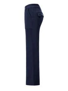 Women's New Mid-Waist Solid Color Elastic Straight-Leg Jeans, Autumn Casual Spring - Navy Blue - View 6