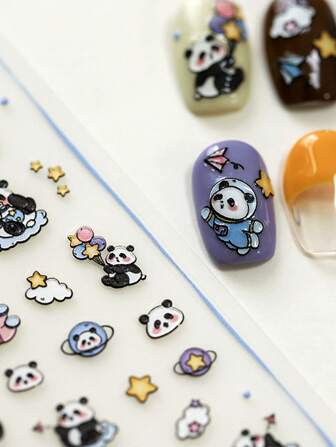 1pc Panda Nail Sticker Nail Art Decals 3D Stereo Cloud Pattern Cute Nail Sticker