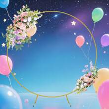 1 soporte circular de fondo dorado, kit de marco circular de metal para arco de globos de boda, disponible en múltiples tamaños de dorado y blanco, adecuado para bodas, Día de San Valentín, aniversarios, fiestas de cumpleaños, decoraciones de fotografía de graduación y fondos fotográficos