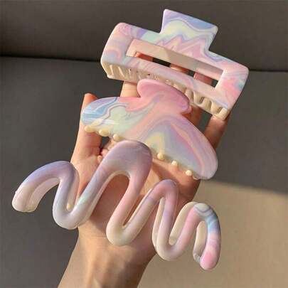 3pcs Candy Color Hair Clips - Thick Hair Fixation, Y2K Cute Pleated Hair Clips For Summer, Sweet Hair Accessories For School And Beach