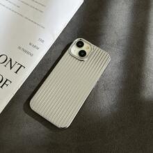 Funda de teléfono corrugada de plata chapada premium compatible con Apple 17/Air/16 Pro Max/15/14/13/12/11/Plus/Pro, funda protectora de teléfono a prueba de caídas con diseño de rayas verticales 3D tipo maleta