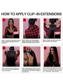 8pcs Straight Clip-In Hair Extensions For Women 18 Clips, Thick Human Hair, Double Lace Weft, 45.72-76.2 Cm, Natural Black, Comfortable & Manageable, Natural Black Hair, Basics Style
