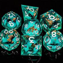 7-Piece D&D Dice Set, Liquid Core Dice, Handcrafted Sharp Edged Resin Dice, Suitable For Role Playing Games - Multicolor - View 8