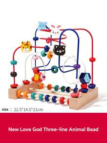 Juguete de madera de Maze con cuentas para bebés de 1-3 años - Actividad motora fina Montessori, pista de ábaco de frutas y juego de cognición de colores, regalo de aprendizaje temprano para niños pequeños