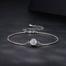 WOSTU 1pc 925 Sterling Silver 0.5 Carat Moissanite Adjustable Bracelet, Encrusted, Women's Anniversary & Love Gift - MSB028 - View 6