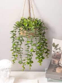 1pc/2pcs Hanging Eucalyptus Leaves & Fern Artificial Plants, Polyester Fiber Hanging Succulent Decor, Green Ornaments, Suitable For All Year Round, Spring/Summer Decoration, Applicable For School Dorm, Office, Party, Birthday, Home, Hotel, Restaurant, Living Room, Bedroom, Wedding, Kitchen And Garden - Green - View 13