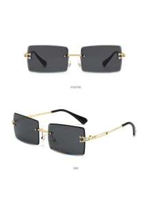 1 pièce Lunettes de mode sans monture pour hommes, lunettes de soleil vintage de luxe pour les voyages et l'extérieur. Lunettes de mode pour hommes pour l'été, les vacances à la plage, l'extérieur et les voyages