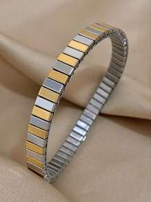 1 Stück Mehrfarbiges elastisches Armband Edelstahl Armband für Frauen Silber Armreif für Alltag, Party, Hochzeit, Geburtstag, Schmuckgeschenke