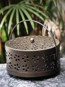 1pc Iron Art Incense Burner, Indoor/Outdoor Safe Fragrance/Mosquito Coil Holder With Handle, Creative Incense Burner For Home, Gift