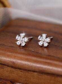 1 Pair Women's Flower & Cherry Blossom Stud Earrings, Fashionable Luxury Elegant Romantic Unique Design, Suitable For Daily Wear, Gathering, Party