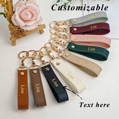 1pc Custom Anniversary Name Or Letter Case PU Leather Lady's Bag Lash Keychain, Exquisite And Small Ins Style High-End Texture, Simple And Retro French, Versatile Hot-Stamped Letter PU Leather Anti-Damage Wristband Keychain Bag Lash Accessory, As Her/His Birthday Gift, Anniversary Gift, Wedding Gift, Personalized, Unique, For Commuting And Daily Wear,All-Purpose,Large Capacity,Versatile,Multifunction,Colorful,Cute,Adorable,Contracted,Funny,Kawaii,Y2K,Minimalist,Commuting,Business Casual,Basics,Custom,Personalized,Unique,Customized,Ideal Gifts For Him,Ideal Gifts For Her,Her,Family,Friends,Girlfriend,For Anniversaries,For Birthdays,For Holiday/ Vacation,For Outdoors/Outings/Travel/Hiking/Stadium/Sports/Climbing,For Business/Commute/Work/Office,Girlfriend,Boyfriend