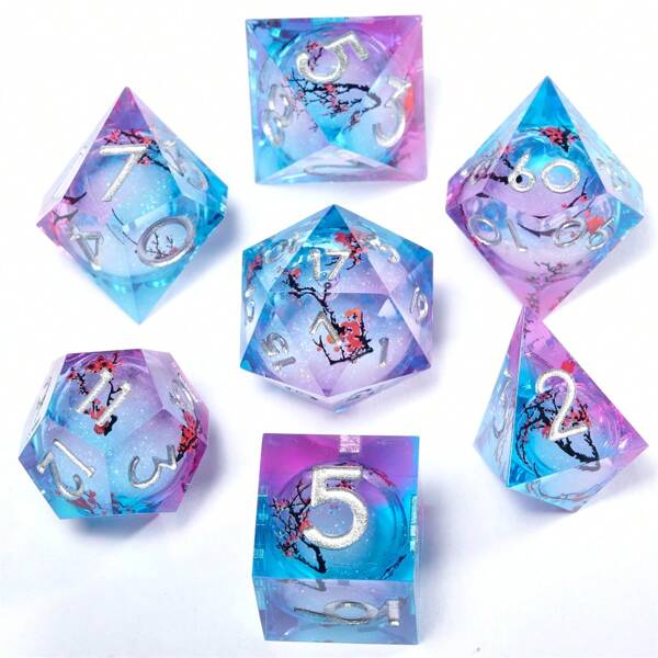 Polyhedral Dice Set, Suitable For MTG Role-Playing Tabletop Games, Purple & Blue