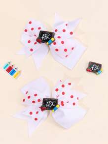 6 piezas Lazos en forma de molinillo de viento para el regreso a la escuela para niñas, adorables lazos con lunares y clips de cocodrilo, divertidos clips de cabello con decoración de pizarra para el primer día de clases, accesorios para el cabello para estudiantes, regalo del nuevo semestre para adolescentes