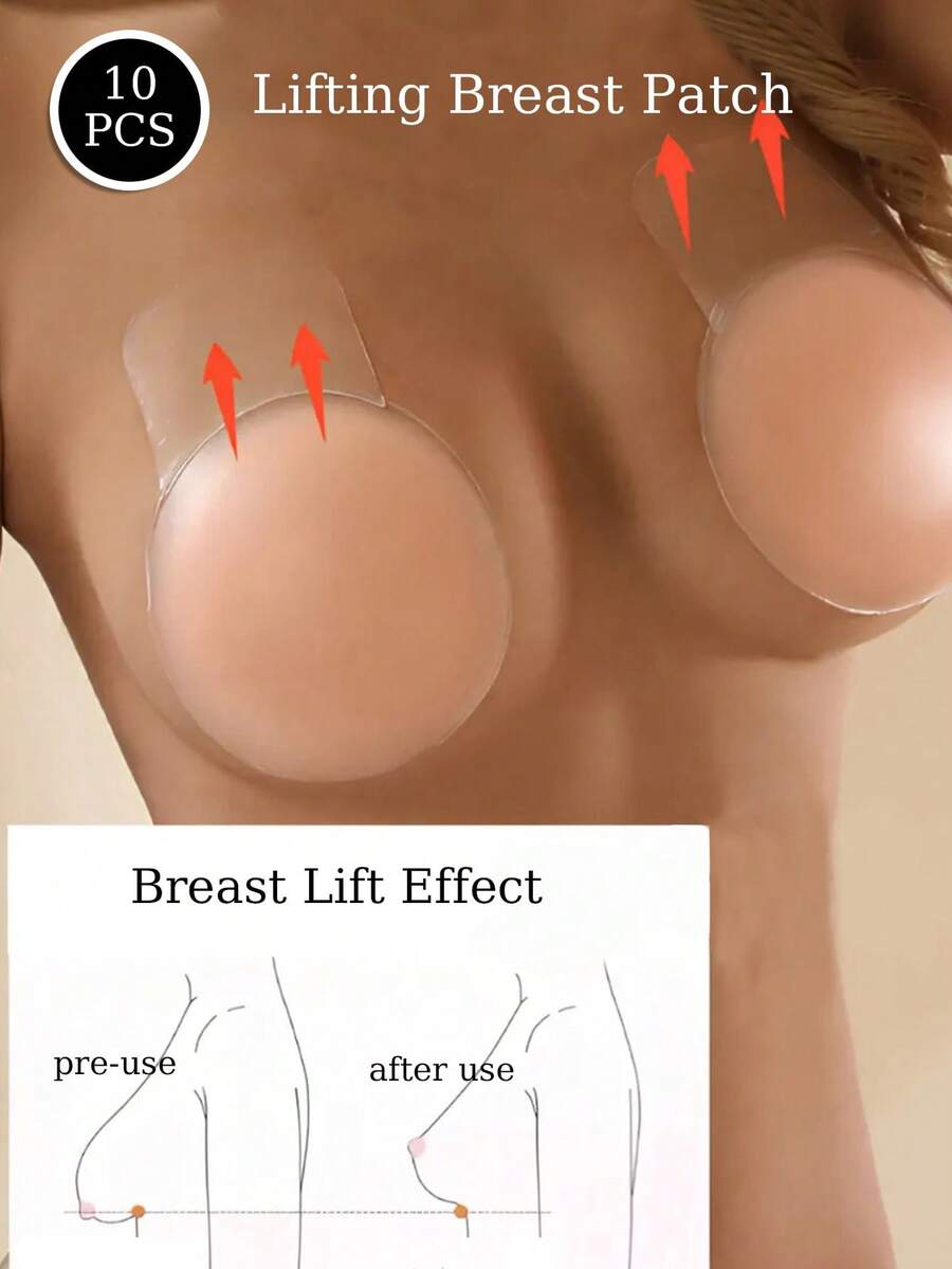 2/10 Pieces Reusable Seamless Silicone Nipple Shields, Invisible Breast Lift Straps, Non-Slip Stickers, Solid Color Bra Accessories, 100% Silicone, Hand Washable, Easy To Clean Bra Accessories, Fits All Bust Sizes High Quality Products Perfect For Summer!