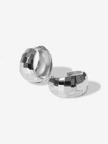 优雅别致的旧钱风格 925 纯银镀金几何纹理环形耳环，适合女士日常佩戴