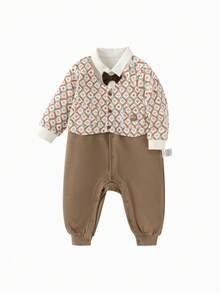 Balabala Baby Boy 2025 Newborn Jumpsuit 2 In 1 - Brown Tone - View 1