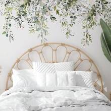BRUP 2 Sheets/Set Watercolor Flowers Green Leaves Vines Plants Wall Stickers - PVC Self-Adhesive Decals - For Children's Room Decor/Pink Girl's Room Decor/Nursery Decor/ Bathroom Decor/ Home Decoration & Birthday Present - Multicolor - View 4