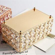 1pc Rectangular Paper Box, Luxury Crystal Tissue Box Napkin Holder Decorative ,For Home Dining Room Living Room,Hotel Coffee Table