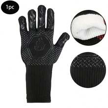 قطعة واحدة من قفازات الشواء المقاومة للحرارة والنار من السيليكون، قفازات الطبخ في المطبخ، مقاومة للانزلاق والتآكل، سهلة التنظيف، مناسبة للشواء والطهي والخبز والتخييم - مقاومة درجات الحرارة العالية، قفازات متعددة الاستخدامات للخارج