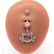 1 pieza Piercing para el ombligo con diseño simple de cabeza de gato/corazón, estilo mariposa de clip, sin necesidad de perforación, variedad de estilos