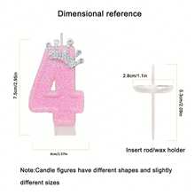 Pink Crown Birthday Cake Candles/Romantic Cake Pink Number Candles/Straight Wax 0-9 Creative/Queen Princess Wishing Candles/Candlelight Anniversary Cake Decoration Candles/Cake Top Decoration Suitable For Birthdays/Weddings/Bachelor Parties - Pink + Crown - View 8