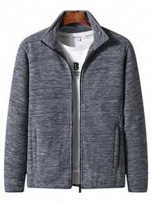 Giacca con cappuccio da uomo con collo alto e zip, design a blocchi di colore, fodera termica, adatta per sport all'aperto, allenamento, regalo, autunno