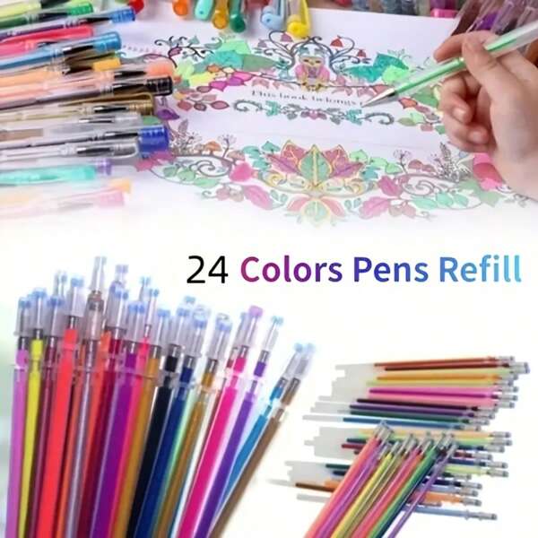 24/12 Colour Gel Ink Refill Set - Watercolour Marker Refills For Adult Artists, Great For Sketching, Illustration And Petroglyphs, Colourful Pen Colours, Ink Pens For Painting, School Supplies,Back To School