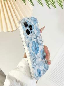 Cream Patterned Wavy Edged Glossy Floral Painted Anti-Drop Phone Case With Handmade Beaded Flower Bracelet Accessories, Compatible With IPhone 16/11/16pro/16plus/16promax/16e/15Promax/13/14/12/XS/XR/7G/8P, Galaxy 11/12Pro/12/12X/13Pro/14Pro/15Pro/, Redmi 10/9/Note9/12c/Note11pro/Note8Pro Waterproof Shockproof Scratch Resistant