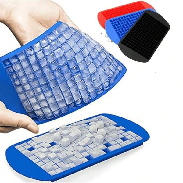 1 pieza Molde de cubitos de hielo de silicona de 160 rejillas, molde de cubitos de hielo cuadrados pequeños de 1 cm, molde reutilizable para hacer hielo pequeño, utensilios de cocina, adecuado para hacer cubitos de hielo pequeños, hielo picado y granizados, fácil de desmoldar, apto para hogar, bar, club y bebidas de verano al aire libre, ideal para cócteles y frutas, accesorios de cocina