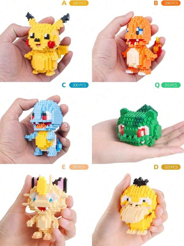 pokemon Small Particle Creative Building Blocks, Suitable For Bedroom Decor, Desktop Ornament, Planter, Birthday Gift, New Year's Gift, Gift For Women/Girlfriend, Study/Office Desk Accessory, Gift For College Students