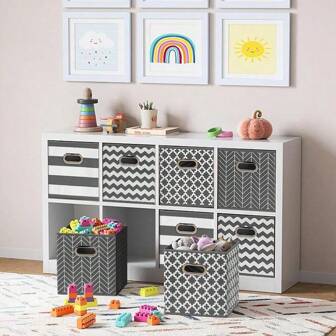 Fabric Cubby Storage Bins,11x11x11 Inches ,Cube Organizer Bin Foldable Storage Boxes With Metal Handles Fabric Organizer Box And Collapsible Storage Basket