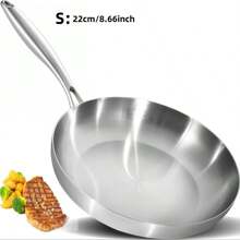 High Quality Three-Layer Stainless Steel Frying Pans, Deep Frying Pans, Uncoated Non Stick Frying Pans, Household Frying Pans, Electromagnetic Cooking Pans, Dishwashers, And Ovens Are Safe, Fast, And Evenly Heated, With Heavy-Duty Detachable Handles