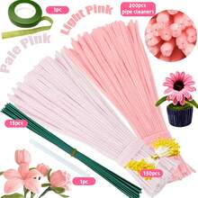 Value Pack 100Pcs Assorted Colors Flexible Fabric Pipe Cleaners With Step-By-Step Video 8mm/0.31inch Bolder DIY Craft Supplies For Handmade Decorations And Projects, Twister Set With Two Color Options, Pipe Cleaner Flower Kits - Multicolor - View 38